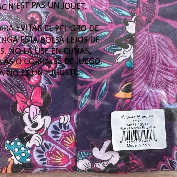 VERA BRADLEY DISNEY APRON:NWT MICKEY & MINNIE'S FLIRTY FLORAL - Picture 3 of 5